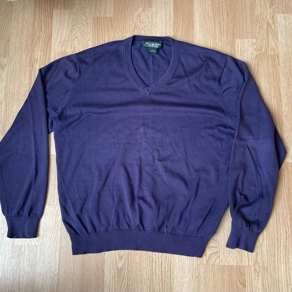 Brooks Brothers Other - Brooks Brothers Sweater Mens Large Silk Cotton V Neck Navy Blue Long Sleeve​
